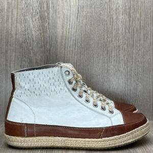 Daniela Fargion Shoes Women Sz 37 US6 Espadrille High Top Sneakers Leather White